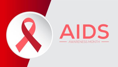 AIDS Farkındalık Ayı her yıl Aralık ayında gözlemlenmektedir. Tıbbi Sağlık Bilinci kavramı. arkaplan, pankart, panner şablon Vektör illüstrasyon tasarımı.