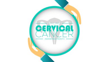 Servikal Kanser Bilinci Ayı her yıl Ocak ayında gözlemlenir. Sağlık hizmeti tıbbi farkındalık konsepti. Pankart için vektör şablonu, tebrik kartı, arkaplanı olan poster.