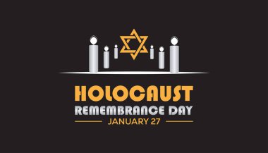 Uluslararası Soykırım Anma Günü her yıl Ocak ayında kutlanır. İnsanlar farkındalık kavramı. Pankart için vektör şablonu, tebrik kartı, arkaplanı olan poster.