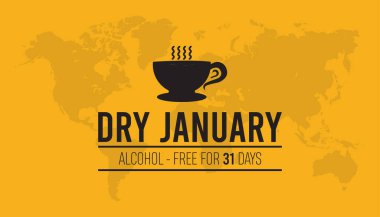 Kuru Ocak. Bir ay boyunca alkolsüz içki yarışması. Pankart için vektör şablonu, tebrik kartı, poster, arka planı olan tişört.