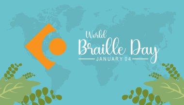 World Braille day observed each year during January. Education Awareness concept. Vector template for banner, greeting card, poster with background. clipart