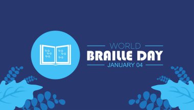 World Braille day observed each year during January. Education Awareness concept. Vector template for banner, greeting card, poster with background. clipart