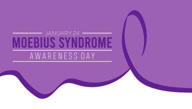 Moebius Sendromu Farkındalık Günü her yıl Ocak ayında kutlanır. Sağlık hizmeti tıbbi farkındalık konsepti. Pankart için vektör şablonu, tebrik kartı, arkaplanı olan poster.