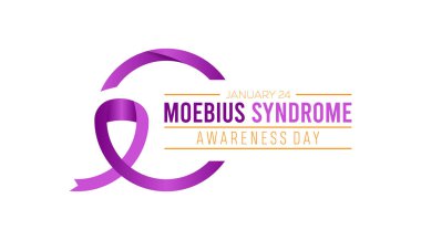 Moebius Sendromu Farkındalık Günü her yıl Ocak ayında kutlanır. Sağlık hizmeti tıbbi farkındalık konsepti. Pankart için vektör şablonu, tebrik kartı, arkaplanı olan poster.