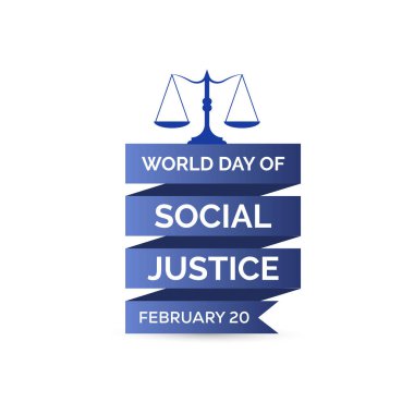 Şubat sosyal adalet günüdür. Pankart, tebrik kartı, poster, baskılar için vektör şablonu Tasarımı, sosyal medya postası, broşür, arka planı olan tişört.