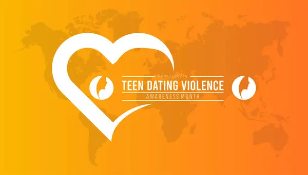 Şubat, Gençlerin Şiddet Farkındalığı Ayı. Pankart, tebrik kartı, poster, baskılar için vektör şablonu Tasarımı, sosyal medya postası, broşür, arka planı olan tişört.