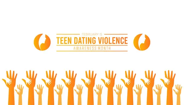 Şubat, Gençlerin Şiddet Farkındalığı Ayı. Pankart, tebrik kartı, poster, baskılar için vektör şablonu Tasarımı, sosyal medya postası, broşür, arka planı olan tişört.