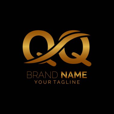 QQ logo tasarımı. Moda harikulade sanatsal QQ başlangıç tabanlı alfabe simgesi logosu.