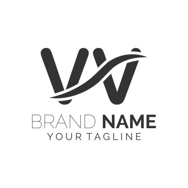 VV logo tasarımı. Moda harikası sanatsal VV İlk tabanlı Alfabe simgesi logosu.