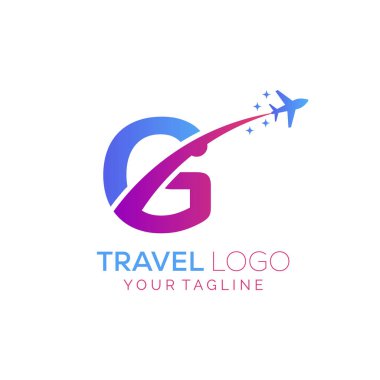 G harfi seyahat logosu tasarımıdır. Seyahat acentesinin logo tasarımı için G simgesi.