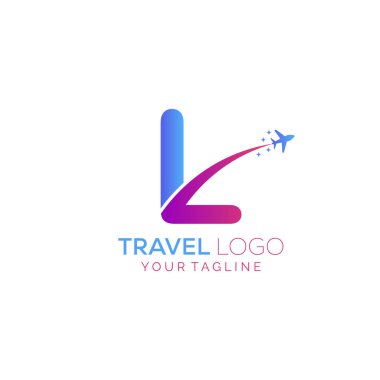 L harfi seyahat logosu tasarımıdır. Seyahat acentesinin logo tasarımı için L simgesi.