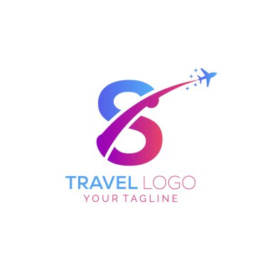 S harfi seyahat logosu tasarımıdır. Seyahat acentesinin logo tasarımı için S simgesi.