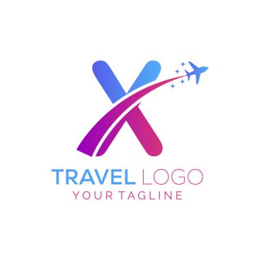 X Harfi Seyahat Logosu Tasarımı. Seyahat acentesinin logo tasarımı için X simgesi.