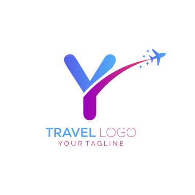 Y harfi seyahat logosu tasarımıdır. Seyahat acentesinin logo tasarımı için Y simgesi.
