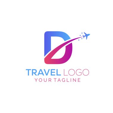D Harfi Seyahat Logosu Tasarımı. Seyahat acentesinin logo tasarımı için D simgesi.