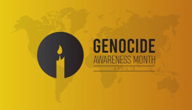 Nisan, Soykırım Farkındalığı Ayı. Pankart, tebrik kartı, poster, baskılar için vektör şablonu Tasarımı, sosyal medya postası, broşür, arka planı olan tişört.