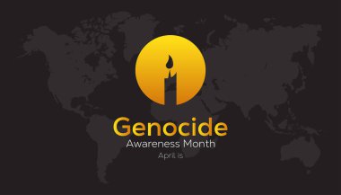 Nisan, Soykırım Farkındalığı Ayı. Pankart, tebrik kartı, poster, baskılar için vektör şablonu Tasarımı, sosyal medya postası, broşür, arka planı olan tişört.