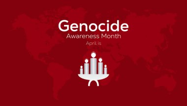 Nisan, Soykırım Farkındalığı Ayı. Pankart, tebrik kartı, poster, baskılar için vektör şablonu Tasarımı, sosyal medya postası, broşür, arka planı olan tişört.