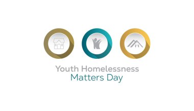 Nisan, Gençlik Evsizliği Günüdür. Pankart, tebrik kartı, poster, baskılar için vektör şablonu Tasarımı, sosyal medya postası, broşür, arka planı olan tişört.