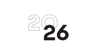 Mutlu yıllar 2026. Pankart, tebrik kartı, poster, baskılar için vektör şablonu Tasarımı, sosyal medya postası, broşür, arka planı olan tişört.