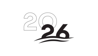 Mutlu yıllar 2026. Pankart, tebrik kartı, poster, baskılar için vektör şablonu Tasarımı, sosyal medya postası, broşür, arka planı olan tişört.