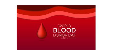 Haziran, Dünya Kan Bağışı Günü. Pankart, tebrik kartı, poster, baskılar için vektör şablonu Tasarımı, sosyal medya postası, broşür, arka planı olan tişört.