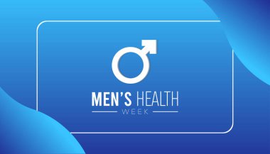 Haziran Mens Sağlık Haftası. Pankart, tebrik kartı, poster, baskılar için vektör şablonu Tasarımı, sosyal medya postası, broşür, arka planı olan tişört.