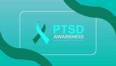 Haziran, TSSB Farkındalık Ayı. Pankart, tebrik kartı, poster, baskılar için vektör şablonu Tasarımı, sosyal medya postası, broşür, arka planı olan tişört.