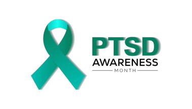 Haziran, TSSB Farkındalık Ayı. Pankart, tebrik kartı, poster, baskılar için vektör şablonu Tasarımı, sosyal medya postası, broşür, arka planı olan tişört.