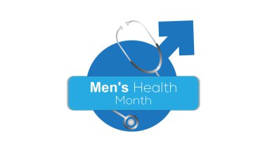 Haziran, Erkek Sağlığı Ayı. Pankart, tebrik kartı, poster, baskılar için vektör şablonu Tasarımı, sosyal medya postası, broşür, arka planı olan tişört.