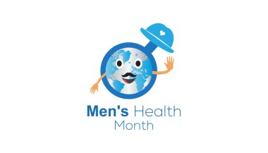 Haziran, Erkek Sağlığı Ayı. Pankart, tebrik kartı, poster, baskılar için vektör şablonu Tasarımı, sosyal medya postası, broşür, arka planı olan tişört.