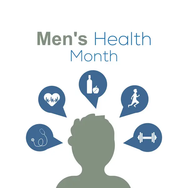 Haziran, Erkek Sağlığı Ayı. Pankart, tebrik kartı, poster, baskılar için vektör şablonu Tasarımı, sosyal medya postası, broşür, arka planı olan tişört.