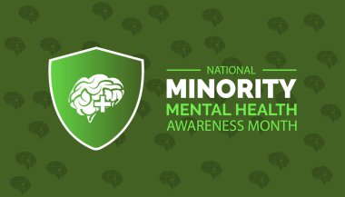 Azınlık zihinsel sağlık farkındalığı ayı. Temmuz ayının ulusal azınlık zihin sağlığı farkındalığı ayı. Tebrik kartı, arka planı olan bir poster. Vektör illüstrasyon tasarımı.