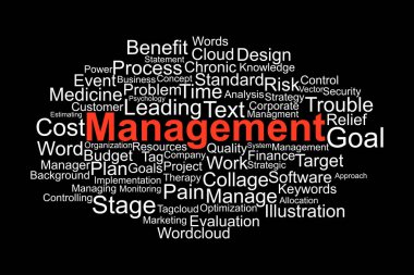 İş Yönetimi Kelime Bulut Kavrama Stratejisi, Planlama, Risk, Hedefler ve İşlem Anahtar Sözcükleri