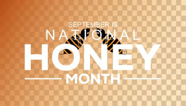 Eylül, Ulusal Bal Ayı. Pankart, tebrik kartı, poster, baskılar için vektör şablonu Tasarımı, sosyal medya postası, broşür, arka planı olan tişört