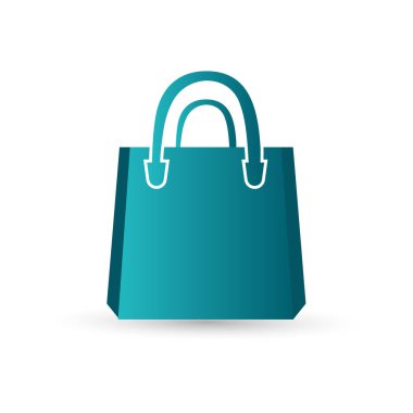 Alışveriş poşeti ikonu tasarımı. Kağıt torba simgesi, sembol, logo illüstrasyonu. 