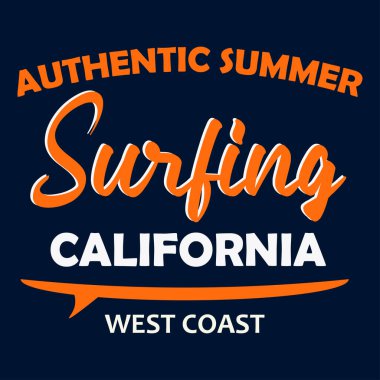 Kaliforniya sörf tişörtü baskısı. vektör