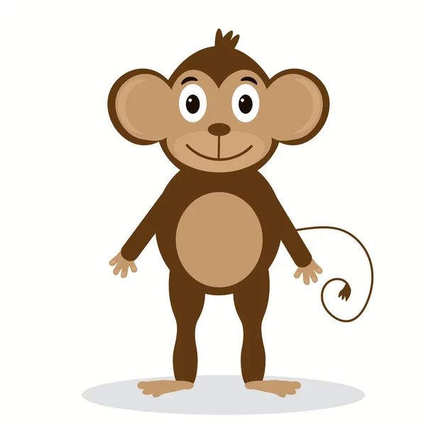 Scimmia Sorridente Animale Cartone Animato Divertente Fauna Selvatica Vettoriale Illustrazione — Vettoriale Stock