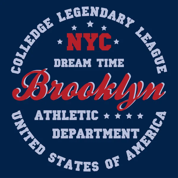 ニューヨークブルックリンのテーマTシャツのグラフィックベクトル — ストックベクタ