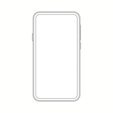 Modern bir akıllı telefonun Contour çizimi. Zarif ince çizgi vuruşu tasarımı. Vektör