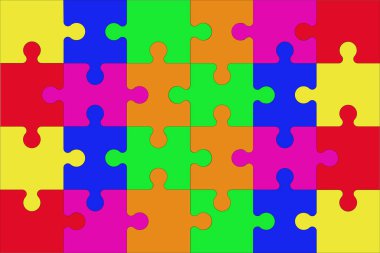 Renk bulmacası parçaları vektör çizimi izole edildi