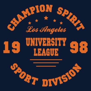 Okul takımı atletizm şampiyonu ruhu, üniversite ligi. Spor tipografisi, tişört grafikleri, poster, pankart baskısı, Vektör tasarımı