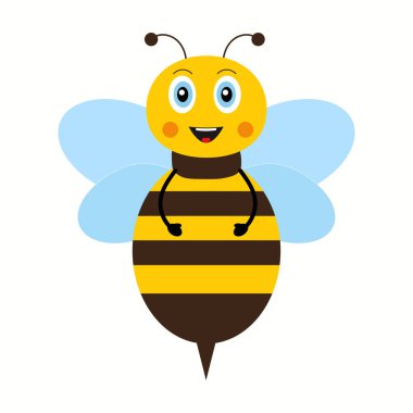 Honey Bee, Cartoon cute bee mascot. Vector illustration isolated