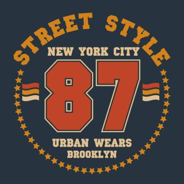 Vector illustration on the theme of New York, Brooklyn. Typography, t-shirt graphics, poster, print, banner, flyer postcard
