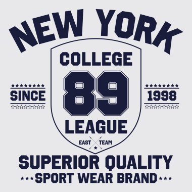 New York sport, college league typography, t-shirt graphics, vector