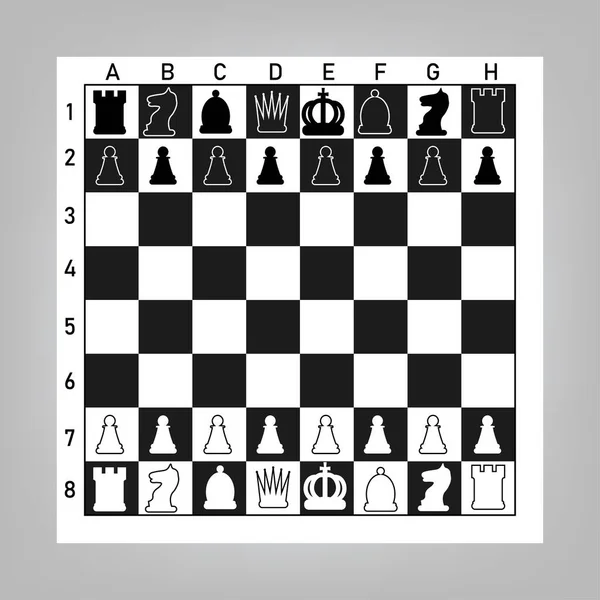 Векторне Зображення Шахівниці Фігурами Лінії Плоска Ілюстрація Шахової Настільної Гри — стоковий вектор