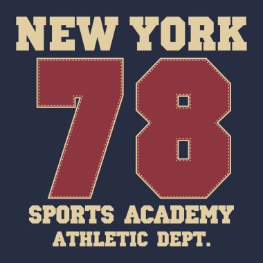 New York typography graphics. Print for number t-shirt, design of athletic clothes. Stamp for sport original apparel. Vector illustration.
