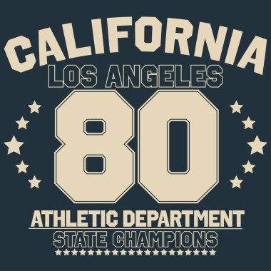 California, los angeles graphic design for t-shirt. Tee shirt print, apparel typography. vector illustration.