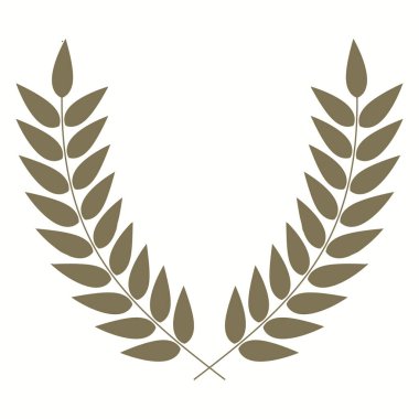 Körfezin ödül dalları glifin simge vektör illüstrasyonunu bırakır. Onur ödülü için Yunan veya Roma defne çelengi, mezuniyet sertifikası için yaprak çerçeve veya spor zafer madalyası ödülü