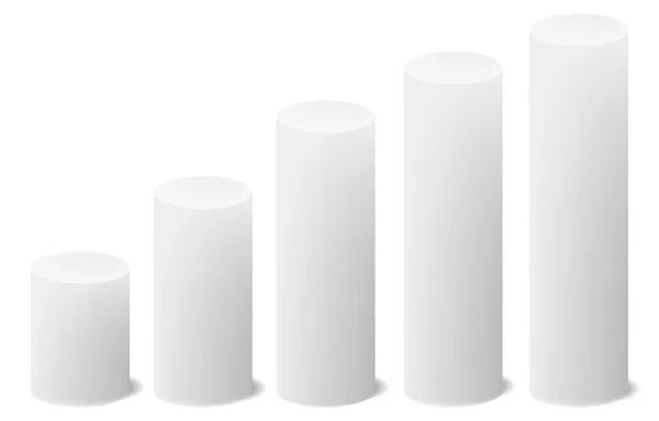 Biały Cylinder Widok Przodu Poziomy Perspektywy Izolowane Białym Tle Filar — Wektor stockowy